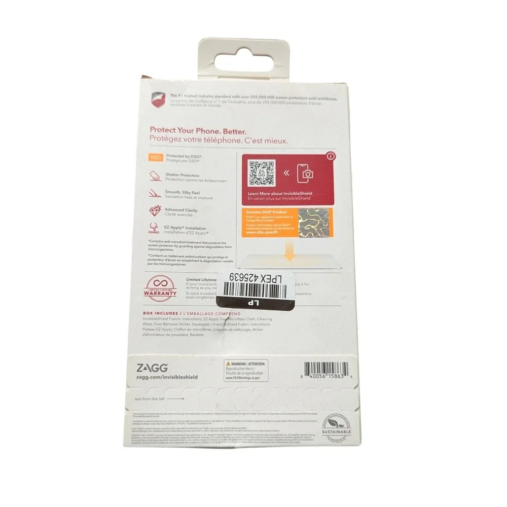Z1N Zagg Invisible‎ Shield Fusion D3O Screen Protector for Samsung Galaxy S22